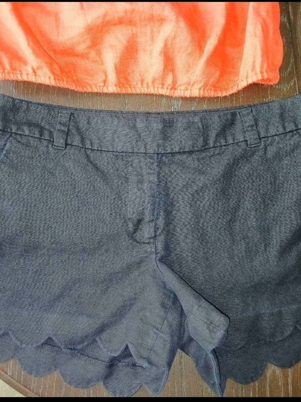 J. Crew Navy Scalloped Hem High-Waist Shorts